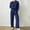 Navy, variant on Women's 2 Piece Solid Color Sweatsuit Ribbed Knit Outfits Set Casual Long Sleeved Pullover with Drawstring and Wide Leg Pants