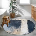 thumbnail image 4 of Navy Blue Grey Large Area Rugs for Bedroom Living Room, Soft Non Slip Carpet Bedside Rug, Modern Abstract Art Rustic Round Floor Cover Kitchen Accent Rug 3' for Dining Room/Office, 4 of 9