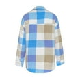 thumbnail image 4 of Arlun Womens Flannel Plaid Long Sleeve Jackets 2025 Fashion Lapel Button down Shacket Loose Comfortable Lightweight Long Sleeve Coat Fall Outwear with Pockets Sky Blue XL, 4 of 5