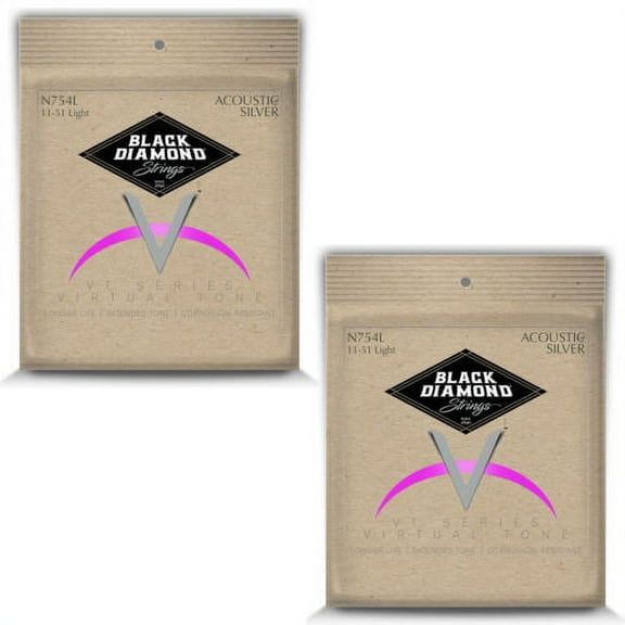 Black Diamond Guitar Strings 2-Pack Acoustic Light Silver Plated N754L 11-51