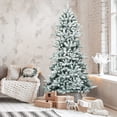 thumbnail image 4 of Patiojoy 7ft Snow Flocked Fir Artificial Christmas Tree Hinged Decoration Pine Tree, 4 of 9