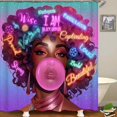 thumbnail image 3 of 4PCS African American Black Girl Shower Curtain Sets with Rugs, Waterproof Fabric Shower Curtain, Fantasy Galaxy Purple Butterfly Positive Inspirational Quotes Afro Black Woman Bathroom Decor, 3 of 7