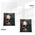 thumbnail image 3 of DouZhe Reusable Grocery Bags, Boho Skull Ghost Flowers Lightweight Polyester Canvas Cloth Tote Bag for Travle Gym Shopping School, 15" x 16", 3 of 7