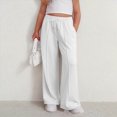 thumbnail image 2 of NOLDARES Girls Straight Wide Leg Track Pants Elastic Waist Casual Baggy Athletic Pants Loose Jogger Sweatpants(White,14-15 Y), 2 of 5