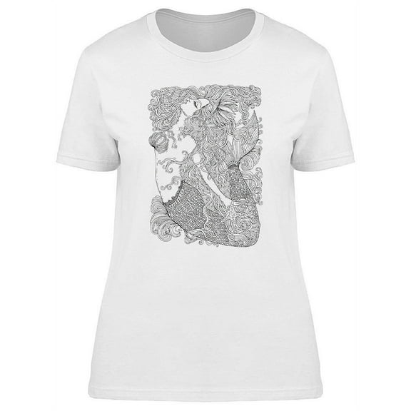 Mermaid With Long Wavy Hair T-Shirt Women -Image by Shutterstock, Female Small