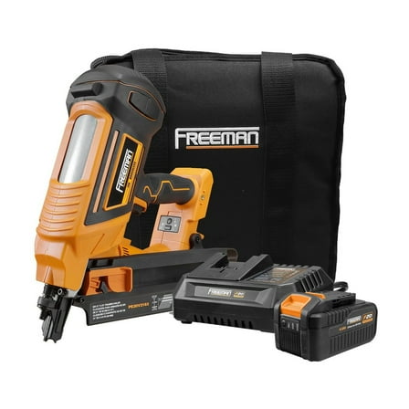 Freeman PE20V2183 20 Volt Cordless and Brushless 21 Degree 3-1/4" Framing Nailer Kit with Lithium Ion Battery, Charger, and Bag – 750 Shots per Charge