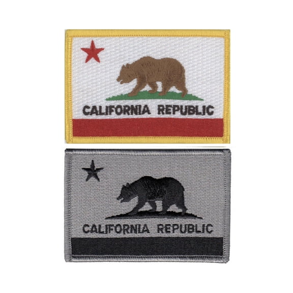 Hero’s Pride California State Flag Patches – Full Color & Grey/Black – 3.5" x 2.375" – 2 Pack