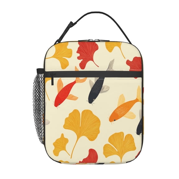 FishPattern Lunch Bag for Office Women – Stylish Thermal Insulated Tote with Shoulder Strap, Lightweight for Work or Travel