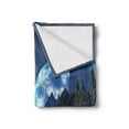 thumbnail image 2 of Fantasy Soft Flannel Fleece Blanket, Tranquil Futuristic View of Earth Rising from Alien Shores Sci Fi Theme, Cozy Plush for Indoor and Outdoor Use, 70" x 90", Dark Blue Jade Green, by Ambesonne, 2 of 5