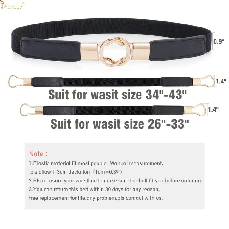 2 Pack JASGOOD Women Elastic Skinny Belt for Dresses Stretchy