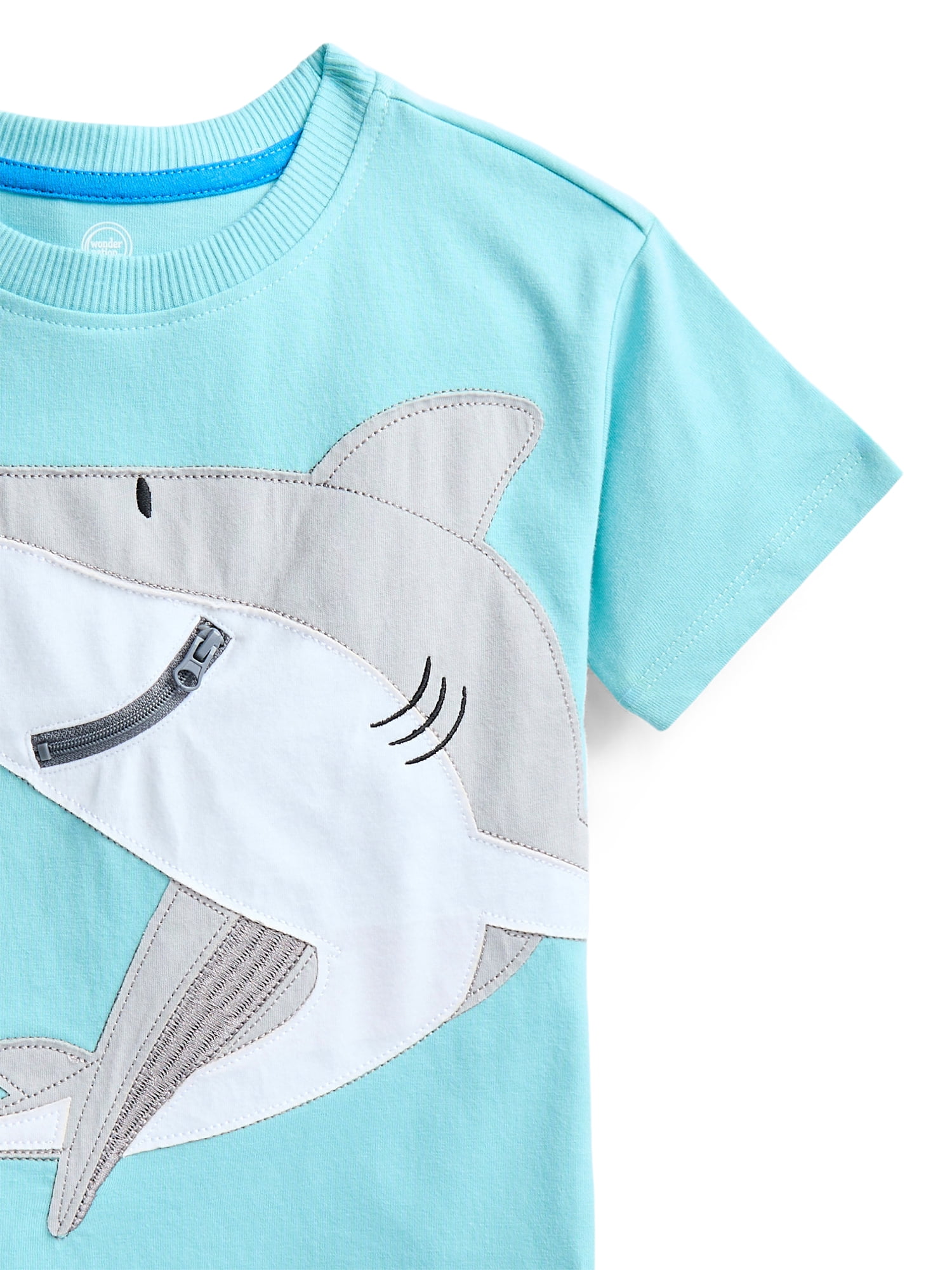 Wonder Nation Toddler Boys Short Sleeve Graphic Tee with Zipper Pocket, Sizes 12M-5T