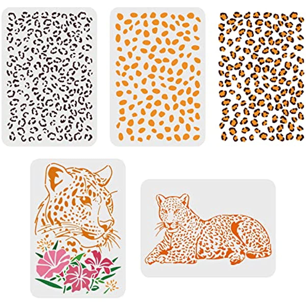 4 Pcs Cheetah Leopard Print Stencils A4 Size  inch Flower Panther  Pattern Stencil Reusable DIY Animal Template for Painting on Crafts Wood  Fabric Wall Furniture Home Decor 