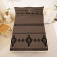 thumbnail image 5 of Erosebridal Bohemian Aztec Queen Sheet Sets,Boho Tribal Exotic Style Bed Set For Men Women,Black Brown 4pcs, 5 of 6