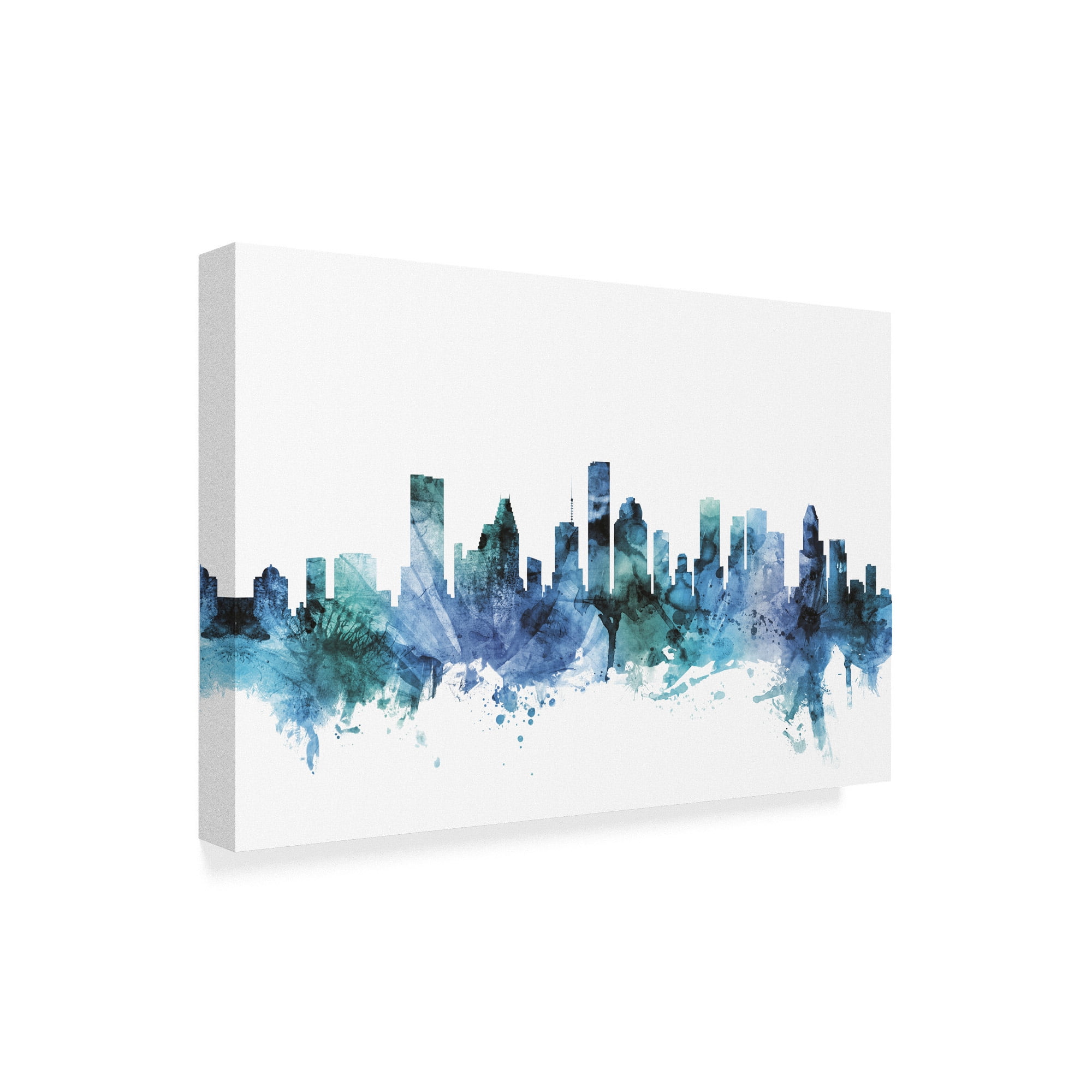 Trademark Fine Art 'Houston Texas Blue Teal Skyline' Canvas Art by Michael Tompsett