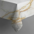 thumbnail image 3 of White Marble Gold Line Pattern Rectangle Tablecloth 60"x84",Waterproof Polyester Rectangle Table Cloth, Wipeable Spillproof Polyester Tablecloth for Dining, Camping, Indoor and Outdoor, 3 of 5