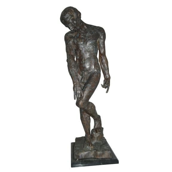 Adam Replica by Rodin Bronze Statue - Size: 12"L x 12"W x 36"H.