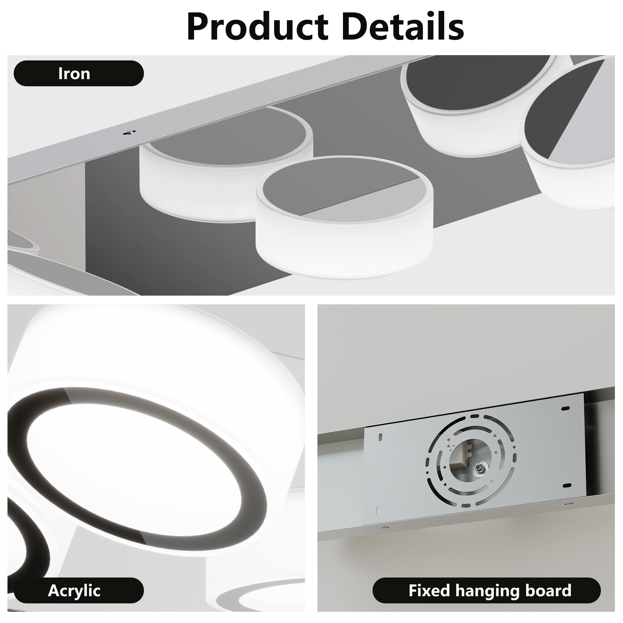 Jopath 21" 3-Light Bathroom Vanity Light, Modern Dimmable LED Round Acrylic Wall Mount Lighting Fixture for Bathroom Vanity Mirror Chrome