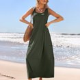 thumbnail image 4 of Sakmal Spring Dresses for Women 2025 Sundress Green Maxi Dress Sleeveless Solid Dresses with Pockets, 4 of 9