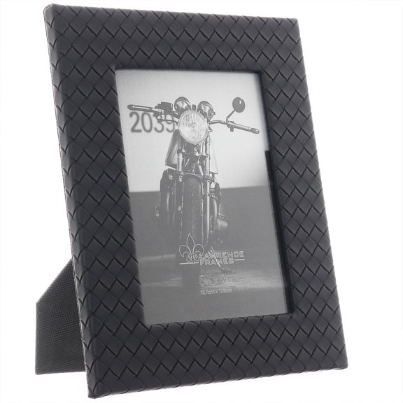 WOVEN Black bonded leather 5x7 frame - 5x7