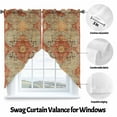 thumbnail image 6 of Swag Curtains Valances for Windows, Orange Blue Boho Floral Short Kitchen Window Curtains Over Sink, Medieval Vintage Texture Cafe Curtains Panel Set Of 2,Rod Pocket, 36 Inches Length, 6 of 8