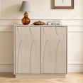 thumbnail image 2 of LKTART Storage Sideboard Credenza Cabinet Mid Century Modern 2-Door Adjustable Shelf 31.5 Inch Rock Gray, 2 of 9