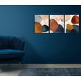 thumbnail image 2 of Framed Terracotta Blue and Orange Abstract Canvas Wall Art Set of 3 Burnt Orange Boho Wall Decor Navy Blue 3 Piece Mid Century Modern Wall Paintings Minimalist Naive Art Prints for Kitchen Living, 2 of 6