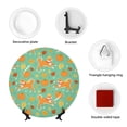 thumbnail image 4 of Yiaed Cute Shiba And Pumpkins Print Bone China Decorative Plate Ceramic Dinner Plates Art Crafts with Display Stand-7in, 4 of 6