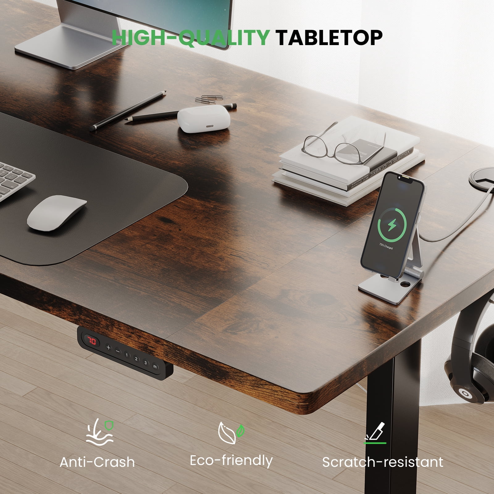 Electric Standing Desk with Memory Controller, Adjustable Height Sit Stand Desk, Quiet Motor, Heavy-Duty Steel Frame, 202 lb Capacity