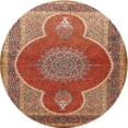 thumbnail image 1 of Ahgly Company Tapis Rond Traditionnel Lavable en Machine, Brun Sable, 4 Pieds Rond, 1 of 7