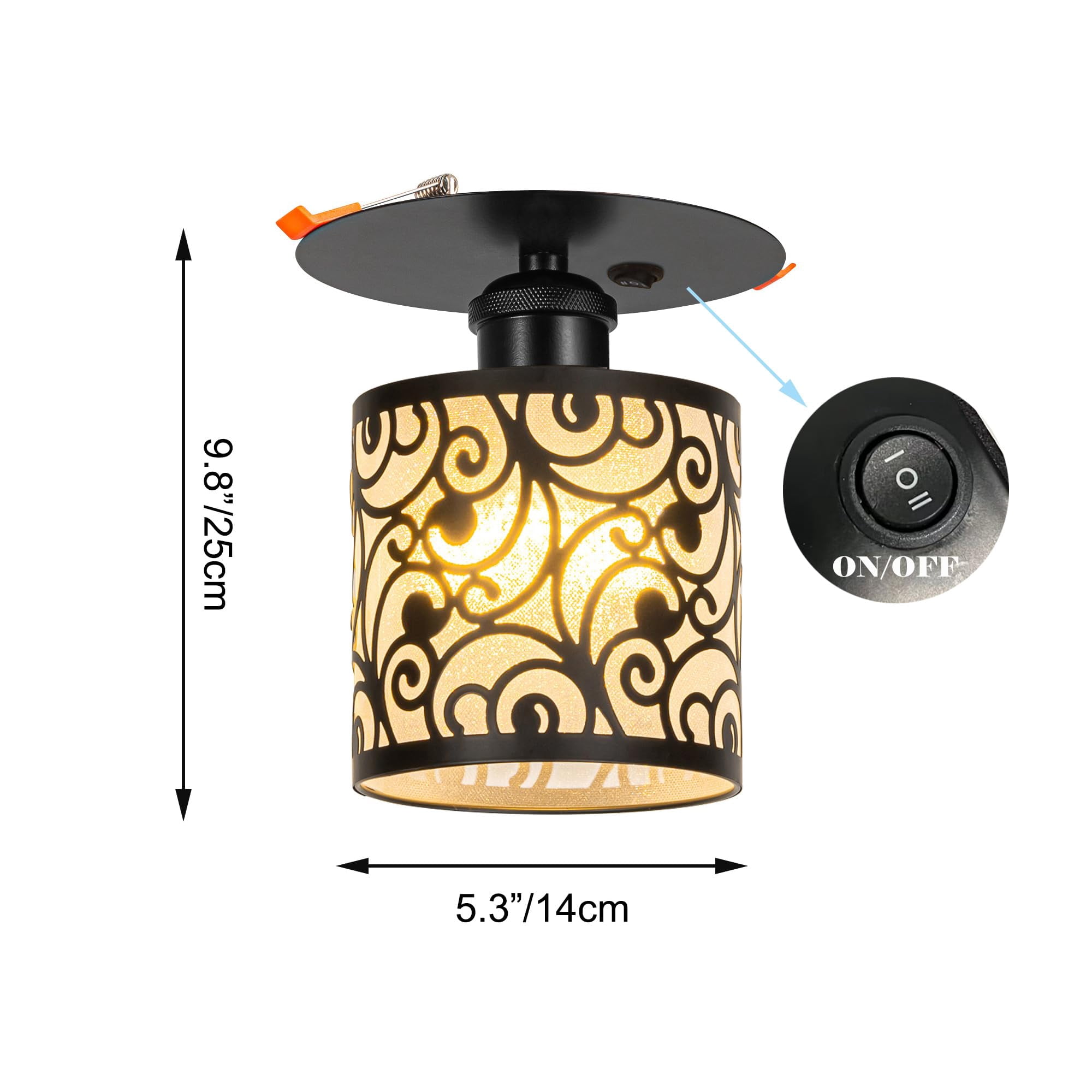 Kiven RV Boat Recessed Ceiling Light, 12V Led Light with ON/OFF Switch and E26 Socket, Modern 3000K/Warm White 6W Aluminum Interior Lighting for Under Cabinet Camper Van RV Motorhome DZ0471