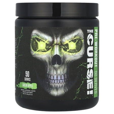 JNX Sports® The Curse Pre Workout Powder Green Apple Pre Workout Mix for Energy and Focus, 50 Serves