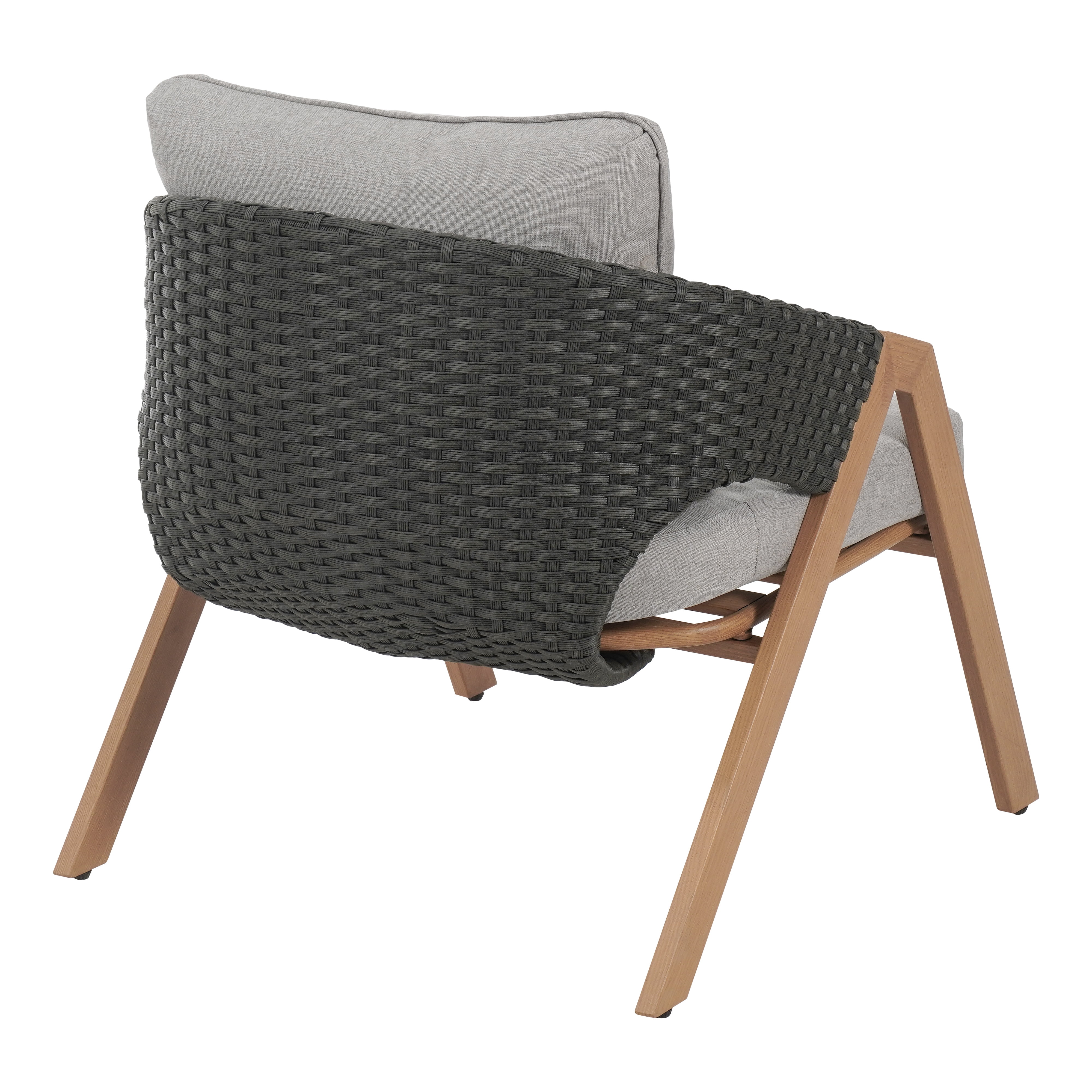 Outdoor Wicker Rattan Cushioned Patio Chairs Set of 2 for Deck Garden Porch, Light Teak