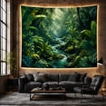 thumbnail image 6 of Tropical Jungle Stream with Lush Foliage in Misty Forest, Mystical Boho for Plant Lovers, Nature Lover Wall Art, Housewarming Gift, Tapestry Wall Hanging for Bedroom and Dorm, 6 of 7