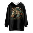 thumbnail image 4 of Psesaysky Girls Tribal Horse Graphic Hoodies Size 9-10 Years Long Sleeve Cartoon Print Pullover Hooded Sweatshirt Cute Casual Tops for Girl, 4 of 7