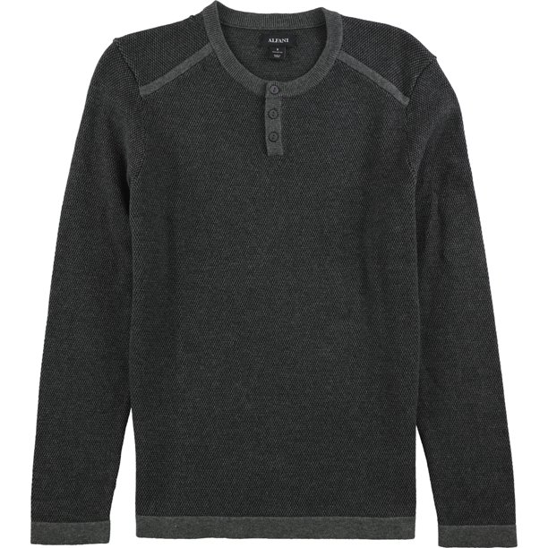 Alfani Playera Henley Texturizada para Hombre, Negro, XX-Large