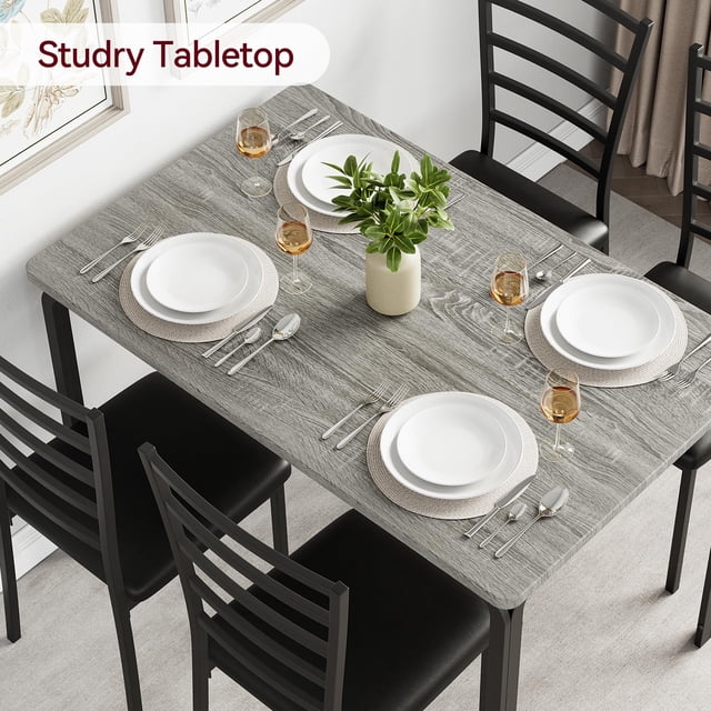 Dining Table for 4, Small Table and Chairs Set of 4, Dinette Set for 4, Dinner Table Set for 4, 5 Piece Kitchen & Dining Room Sets for Small Space (Dining Table with 4 Chairs)