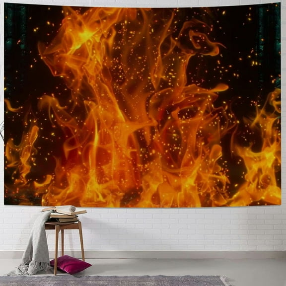 Autua Flames Fire Darkness Tapestry Wall Hanging Unique Style Graphic Tapestries Home Wall Decor Art for Living Room Bedroom Apartment Farmhouse Dorm 40x30inch