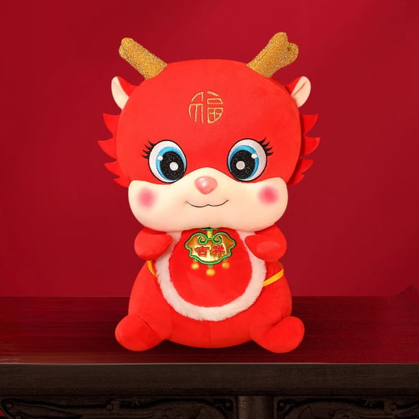 Muñeco de peluche de año Nuevo Chino, muñeco de dragón, figuras de animales rellenas, adorno para restaurante, sala de estar, dormitorio, decoración M Soledad Juguetes de peluche