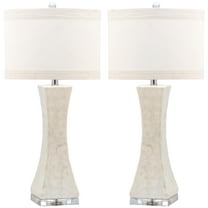 SAFAVIEH Shelley 30.5 in H Coastal Table Lamps with USB Port, White, Set of 2