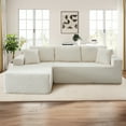 thumbnail image 2 of Muumblus Modular Sectional Sofa, Oversized L-Shape Cloud Couch, Modern Corduroy Sleeper Couches for Living Room, No Assembly Required, Beige White (Left Facing Chaise), 2 of 11