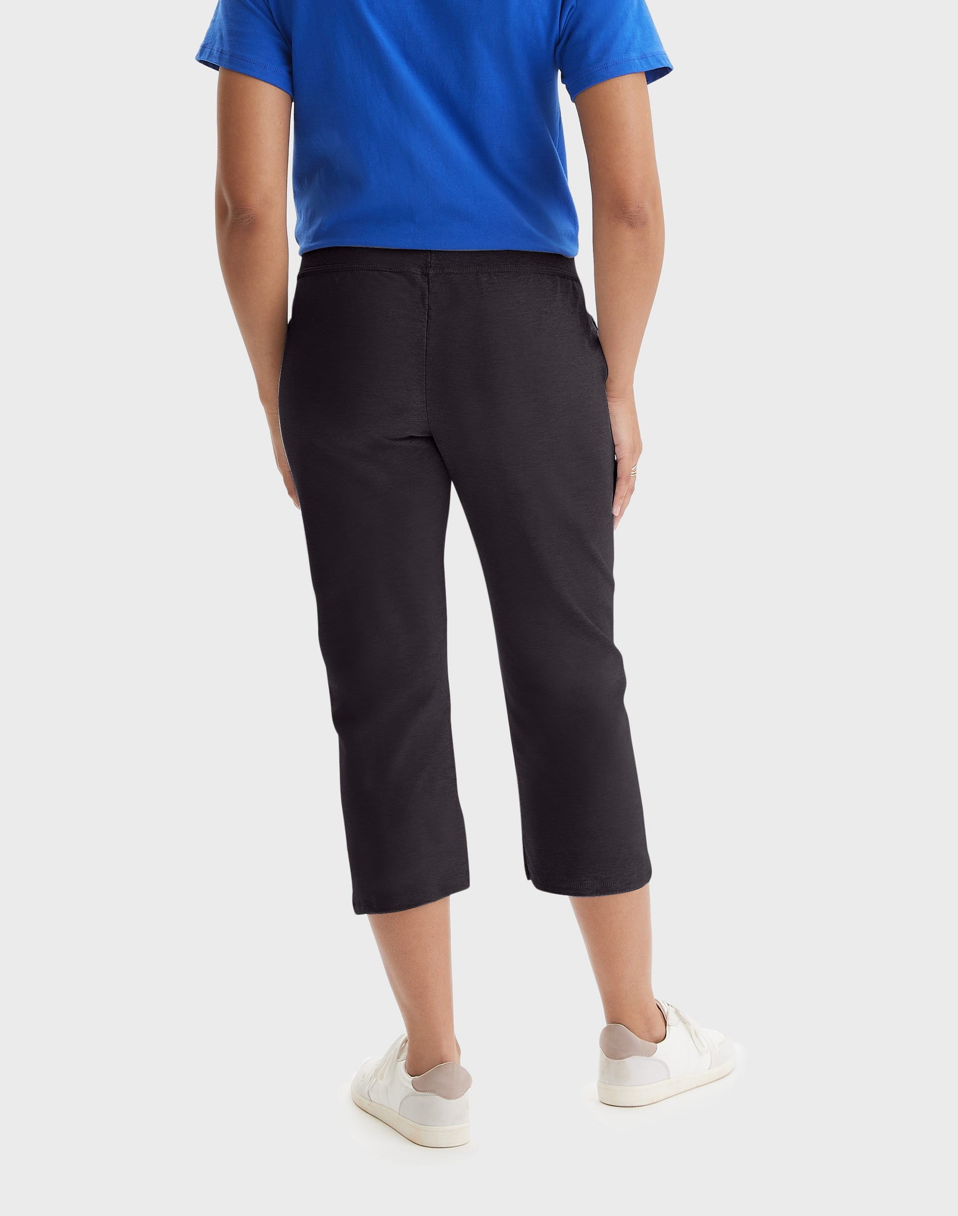 Hanes Women's French Terry Capri Pants with Pockets, 22" Black S