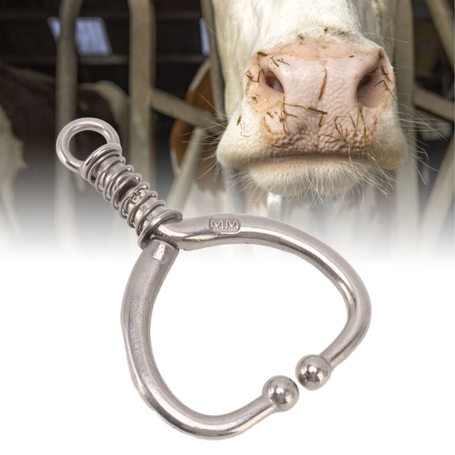 Bull Nose Ring, Stainless Steel Cow Cattle Bovine Nose Ring Clamp Pliers Ranch Farming Tool for Livestock