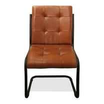 Kurtz Leather Upholstered Side Chair with Cast Iron Frame in Mahogany