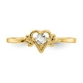 thumbnail image 5 of Solid 14k Yellow Gold Aquamarine Blue March Gemstone Birthstone Heart Engagement Ring Size 7.5, 5 of 6