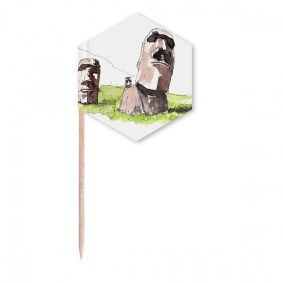 Moai Statues In Easter Island Toothpick Flags Cupcake Picks Party Celebration