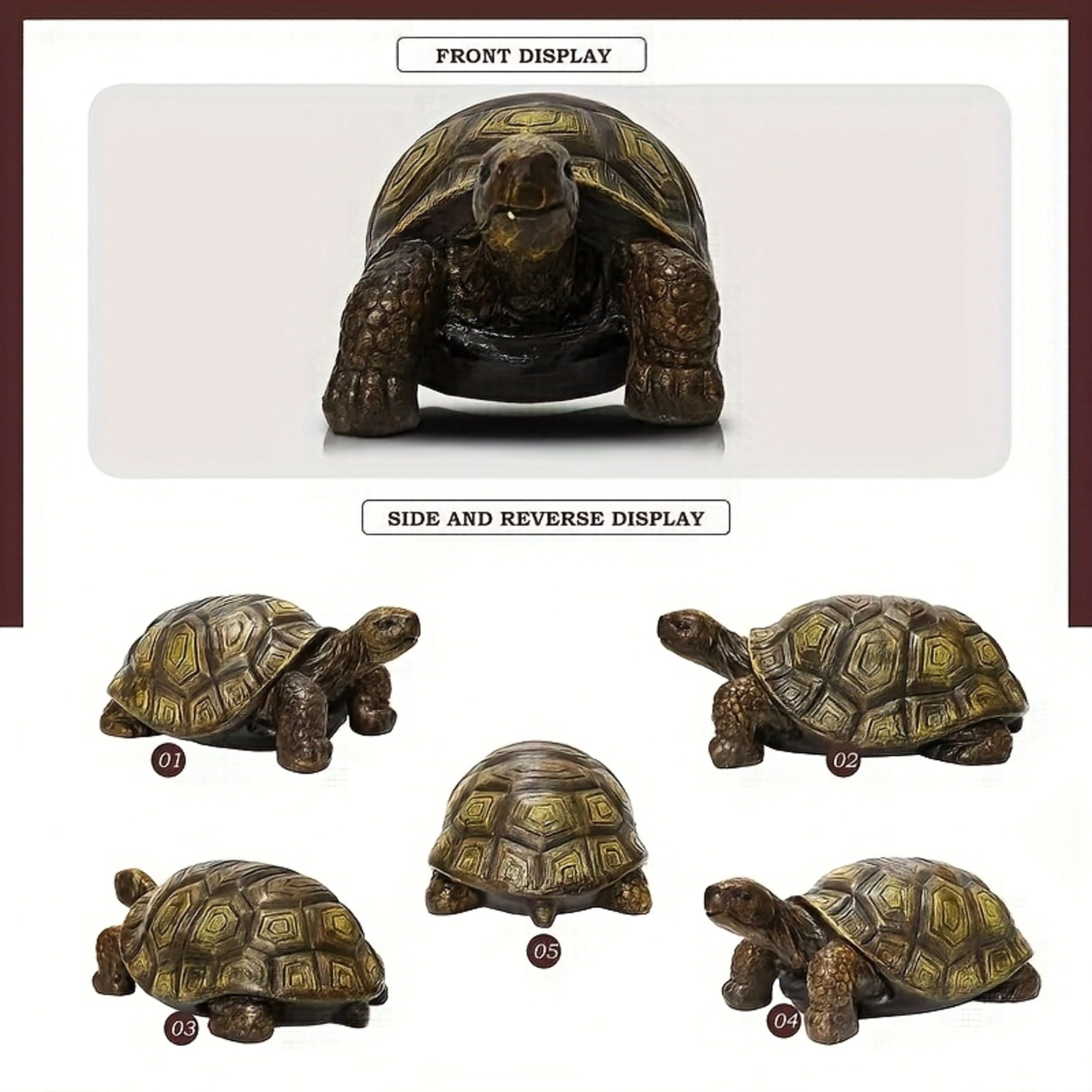 GDF Studio Large Turtle Resin Indoor/Outdoor Guardian Statue, Weather-Resistant Decor Figurine for Garden & Courtyard