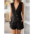 thumbnail image 2 of EASYBRA Women Button Cardigan Vest and Shorts Set Casual Summer Two Piece Resort Outfit, 2 of 7