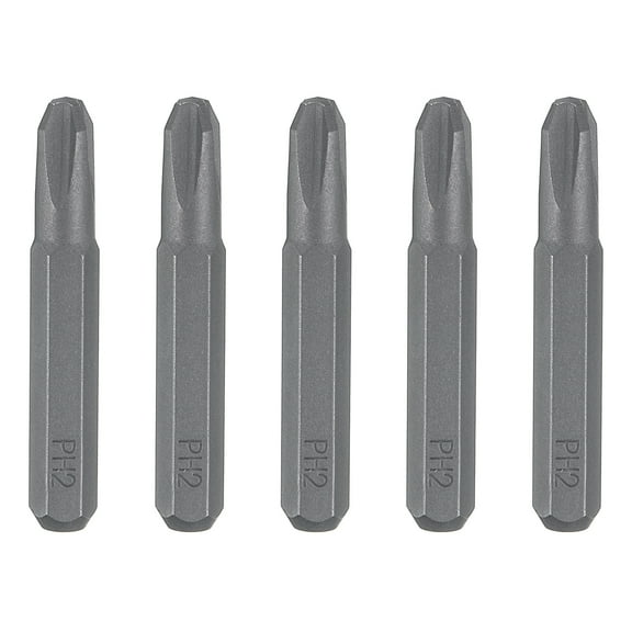 Uxcell 5pcs PH2 Phillips Screwdriver Bit 5/32" Hex Magnetic Cross Head S2 Steel