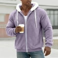 thumbnail image 2 of Men's Winter Coat Hooded Long Sleeve Fleece Lined Zip Up Solid Jacket With Pockets Purple M, 2 of 6