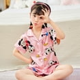 thumbnail image 2 of disney Children Pyjama Sets Silk Satin Sleepwear Mickey Mouse T-shirt Nightwear Girl Boy Homewear Kids Clothes Girls Pajamas100CM Gao Jinjia LED, 2 of 2